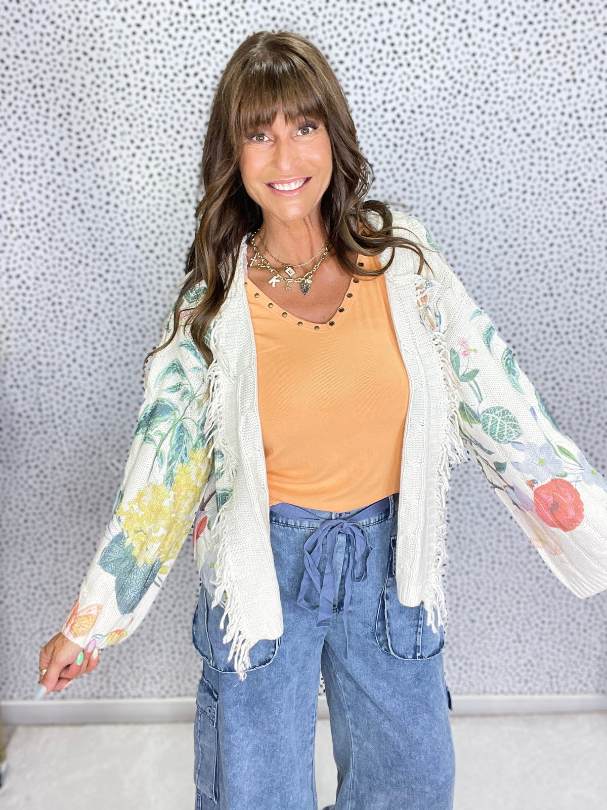 Pol Wildflower Fringe Cardigan *Final Sale*