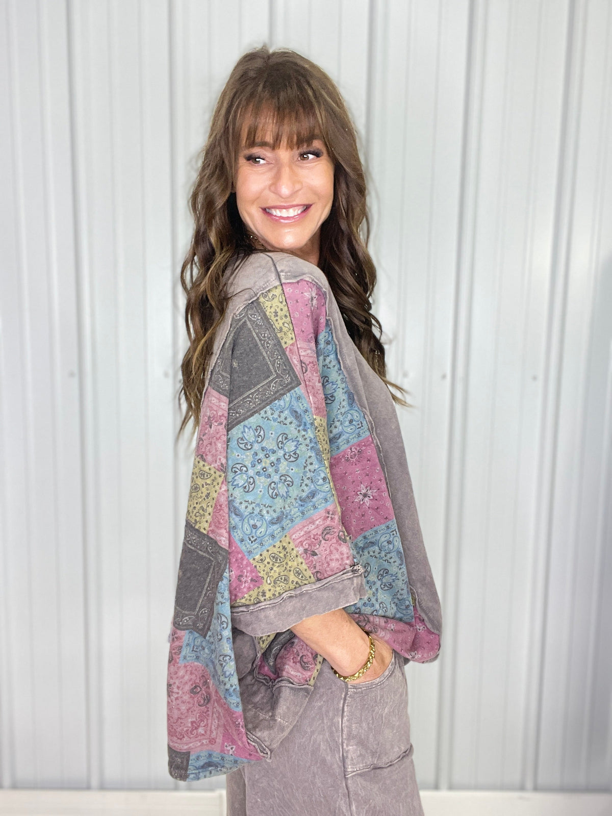 Boho Canyon Patchwork Poncho Top In 3 Colors