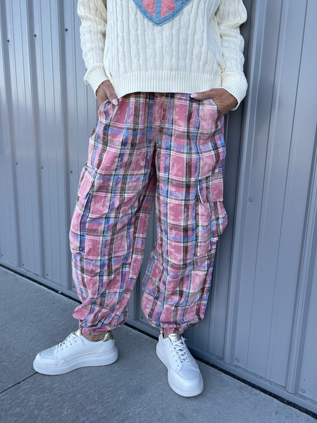 POL Stay True Plaid Print Cotton Jogger Pants In 2 Colors