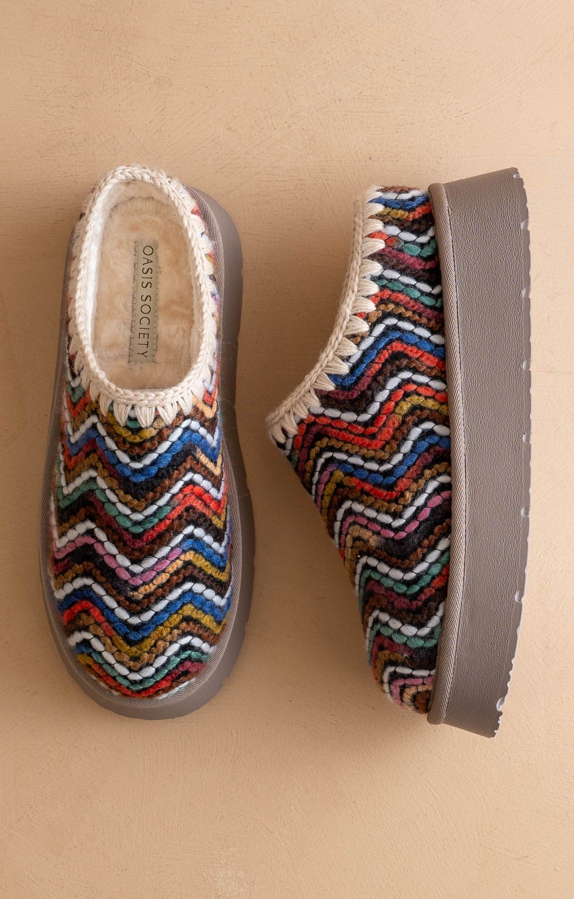 The Babs Boho Shearling Mules Multi Color