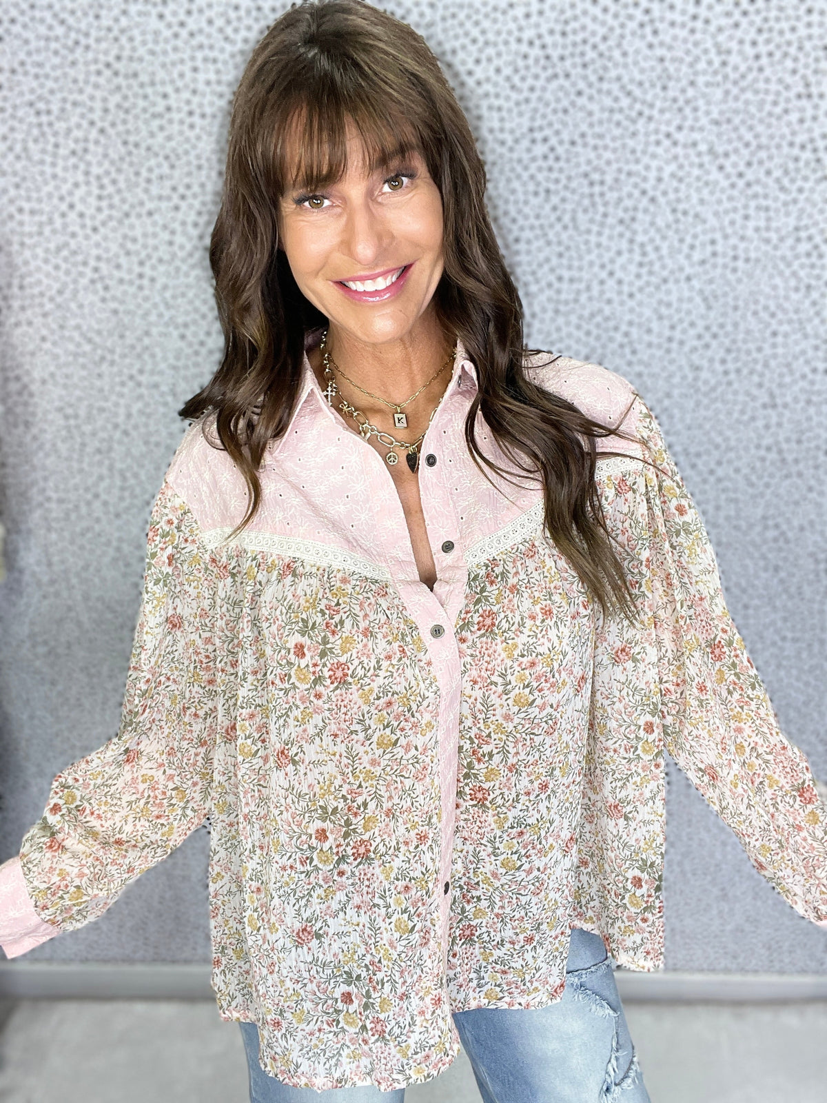 Pol Meadow Bloom Button-Up in 2 Colors