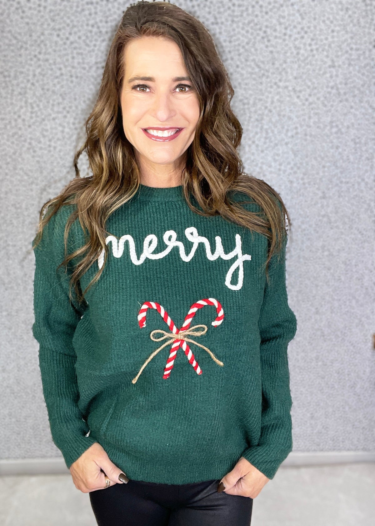 So Merry Sweet Embroidered Holiday Sweater In Green