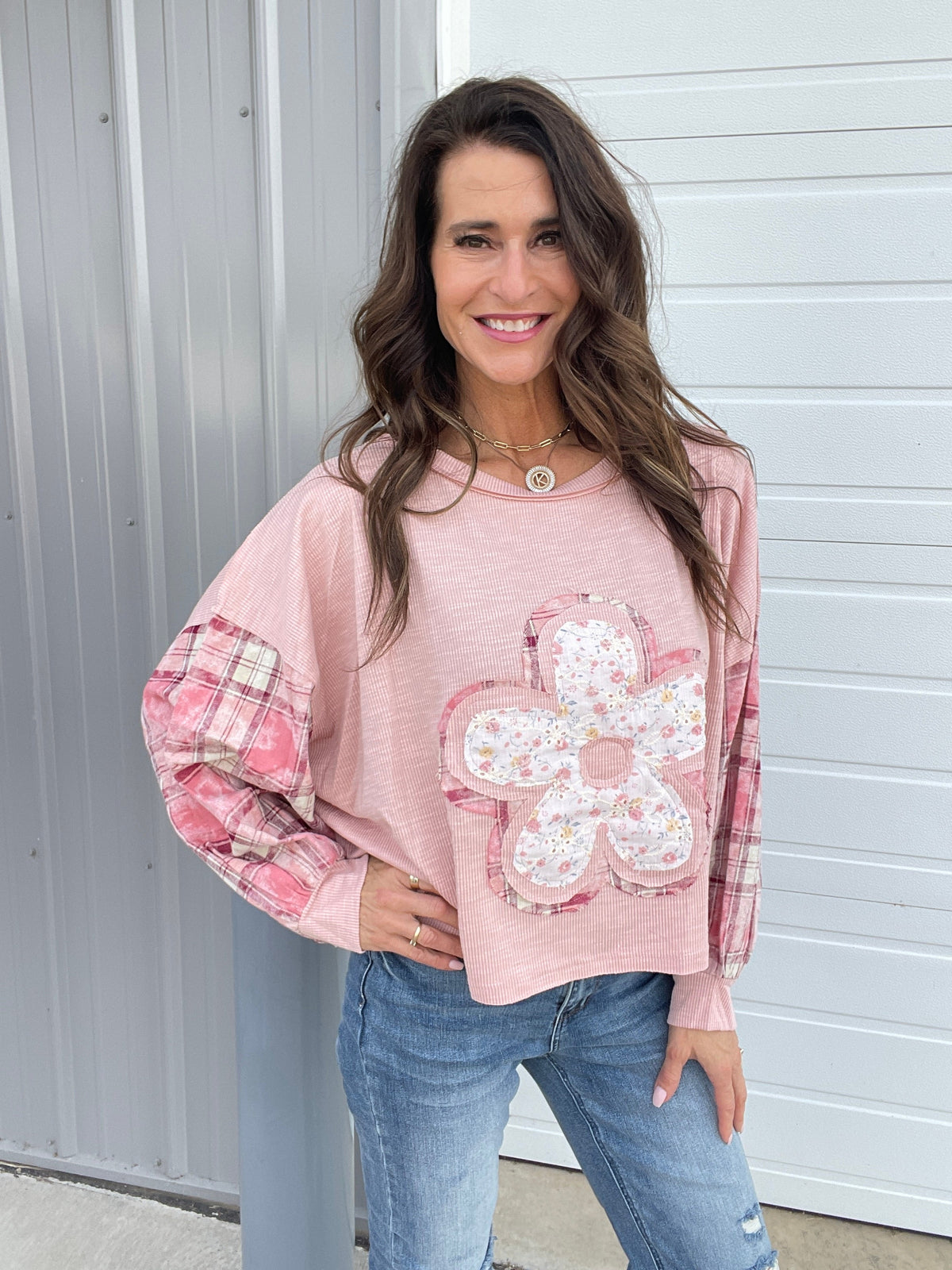 POL Rustic Bloom Knit Top In 4 Colors: Sage, Mocha, Rose *Final Sale*