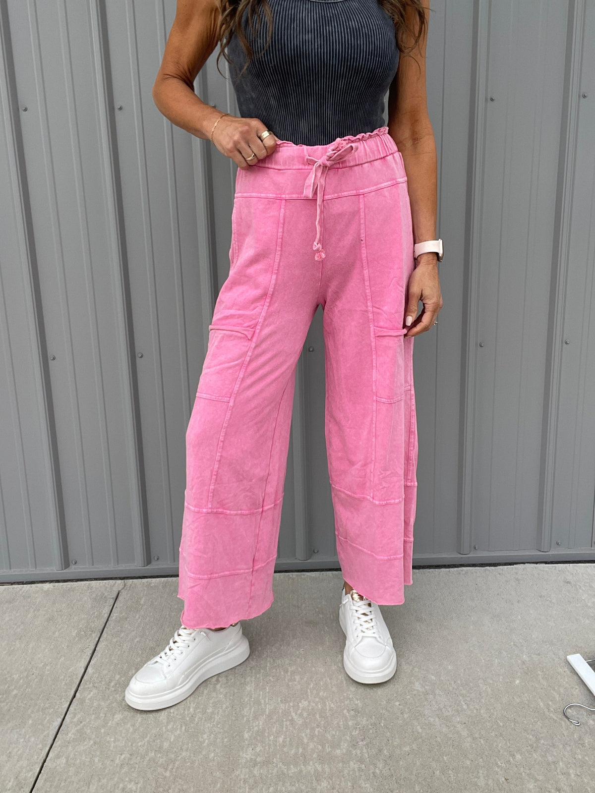 Get Going Mineral Washed Knit Crop Pants In 11 Colors *Final Sale*