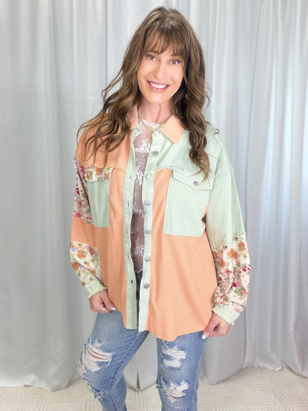POL Sassy Look Oversized Patch Work Top In 6 Colors *Final Sale*