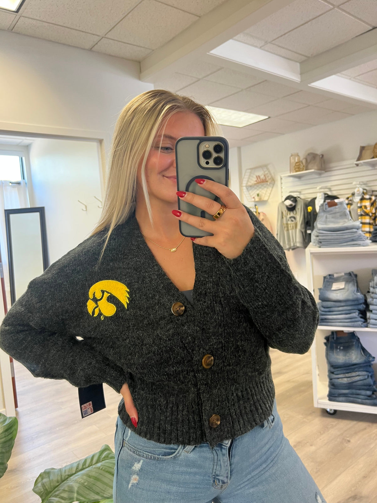 Iowa Chenille Tigerhawk Patch Cardigan