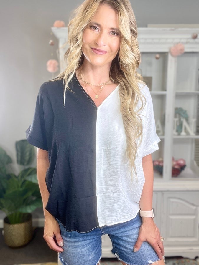 Split Up the Middle Boxy Top *Final Sale*