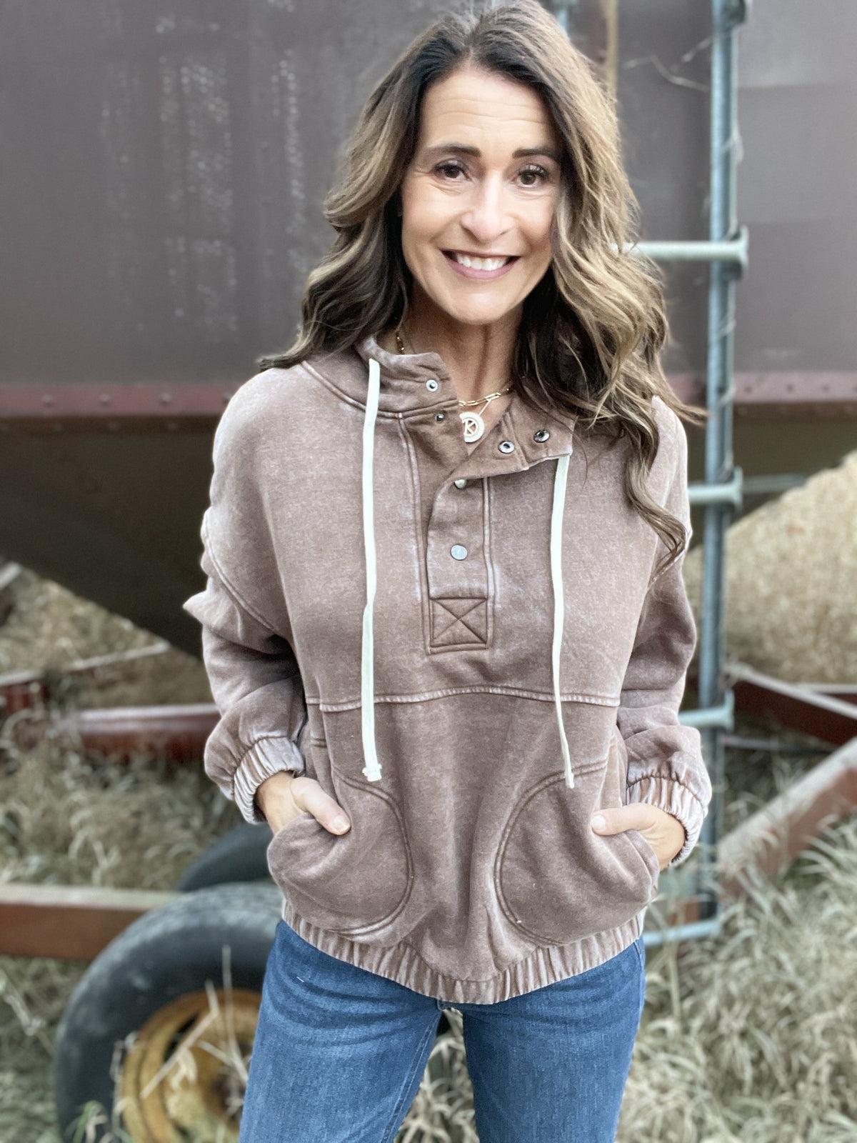 So Much Fun Hooded Drawstring Ice Wash Pullover In 5 Colors *Final Sale*