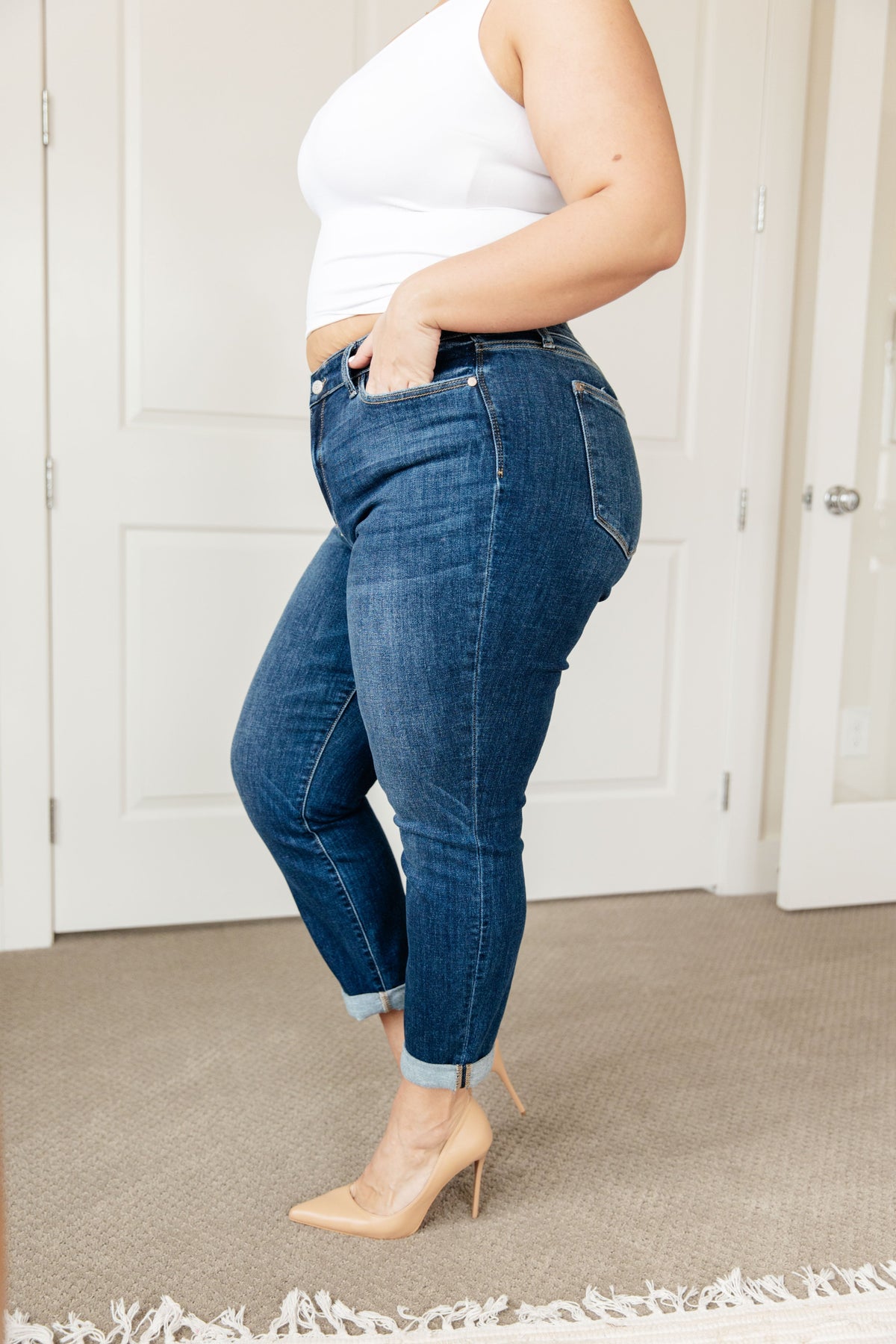 Judy Blue Lindie Midrise Cuffed Boyfriend Jeans - duplicate