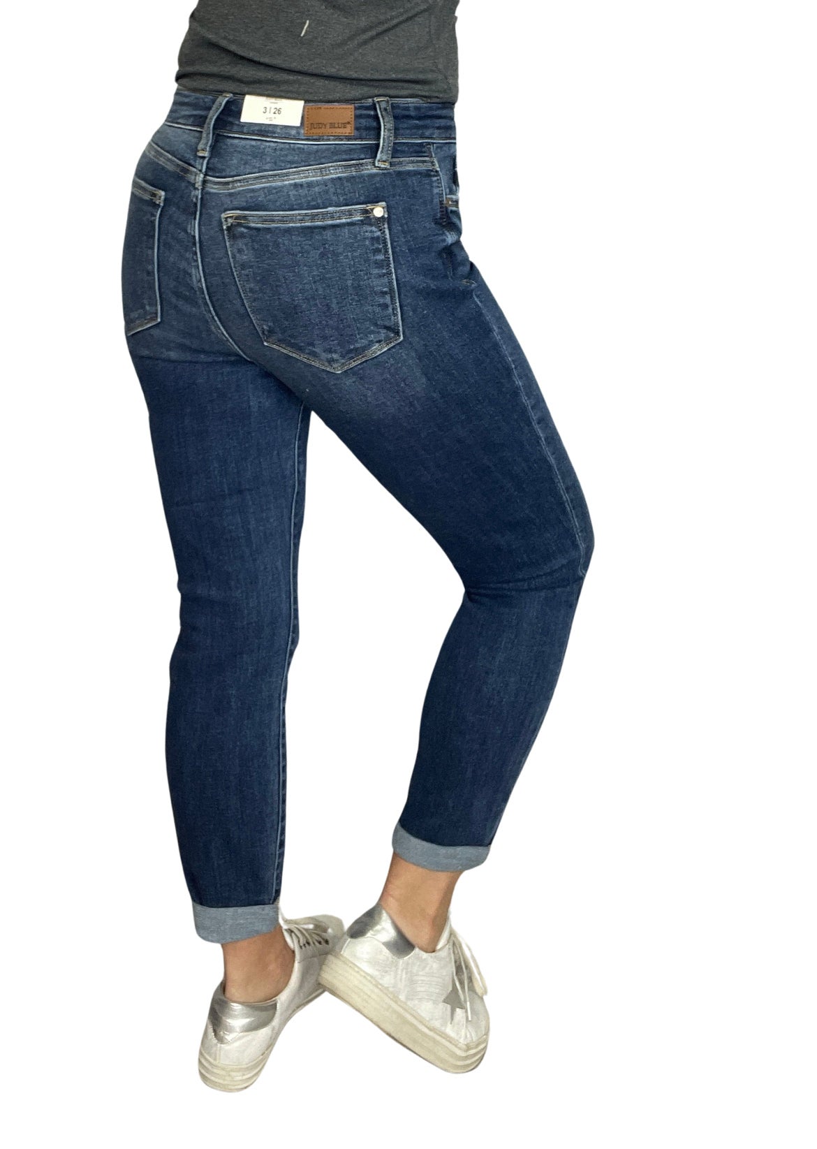 Judy Blue Lindie Midrise Cuffed Boyfriend Jeans - duplicate