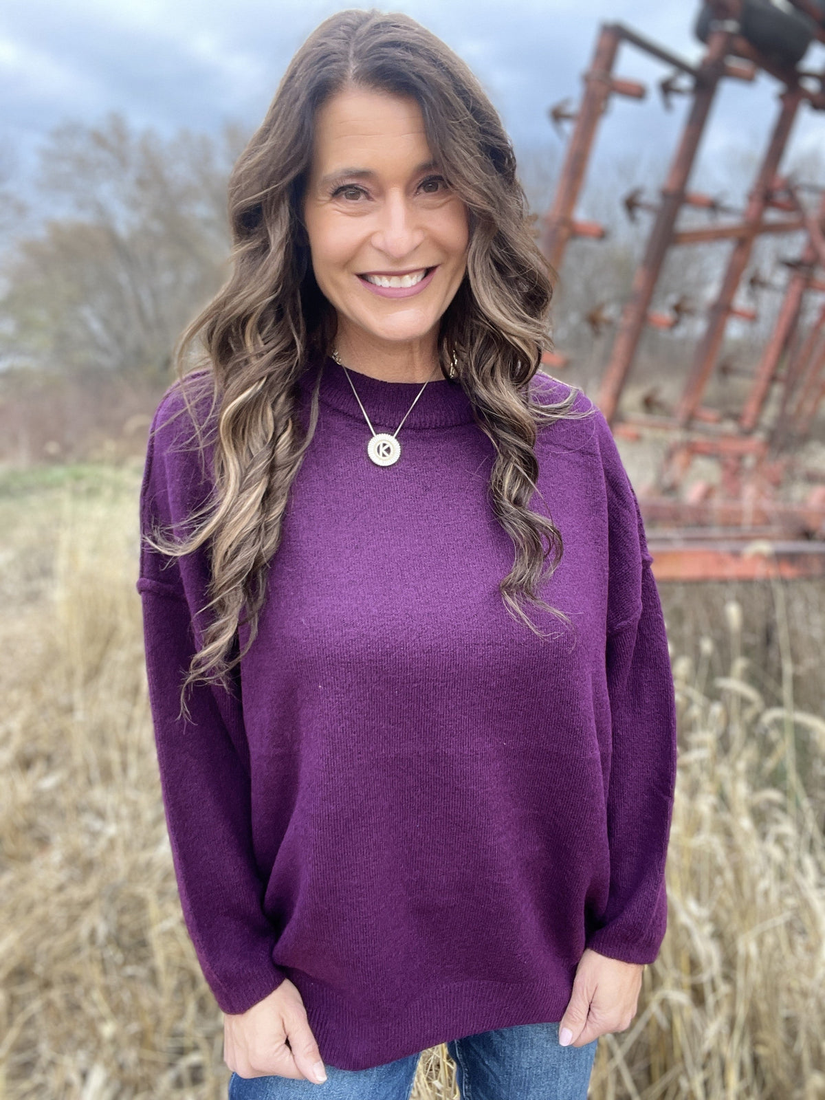 Top Of The Order Plum Sweater *Final Sale*