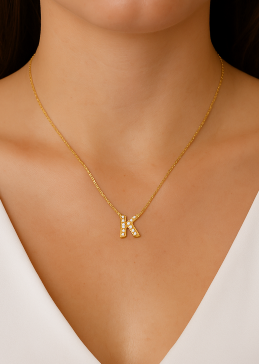 Preorder Custom Impression Initial Necklace - Water Resistant & Pave Crystal *Final Sale*