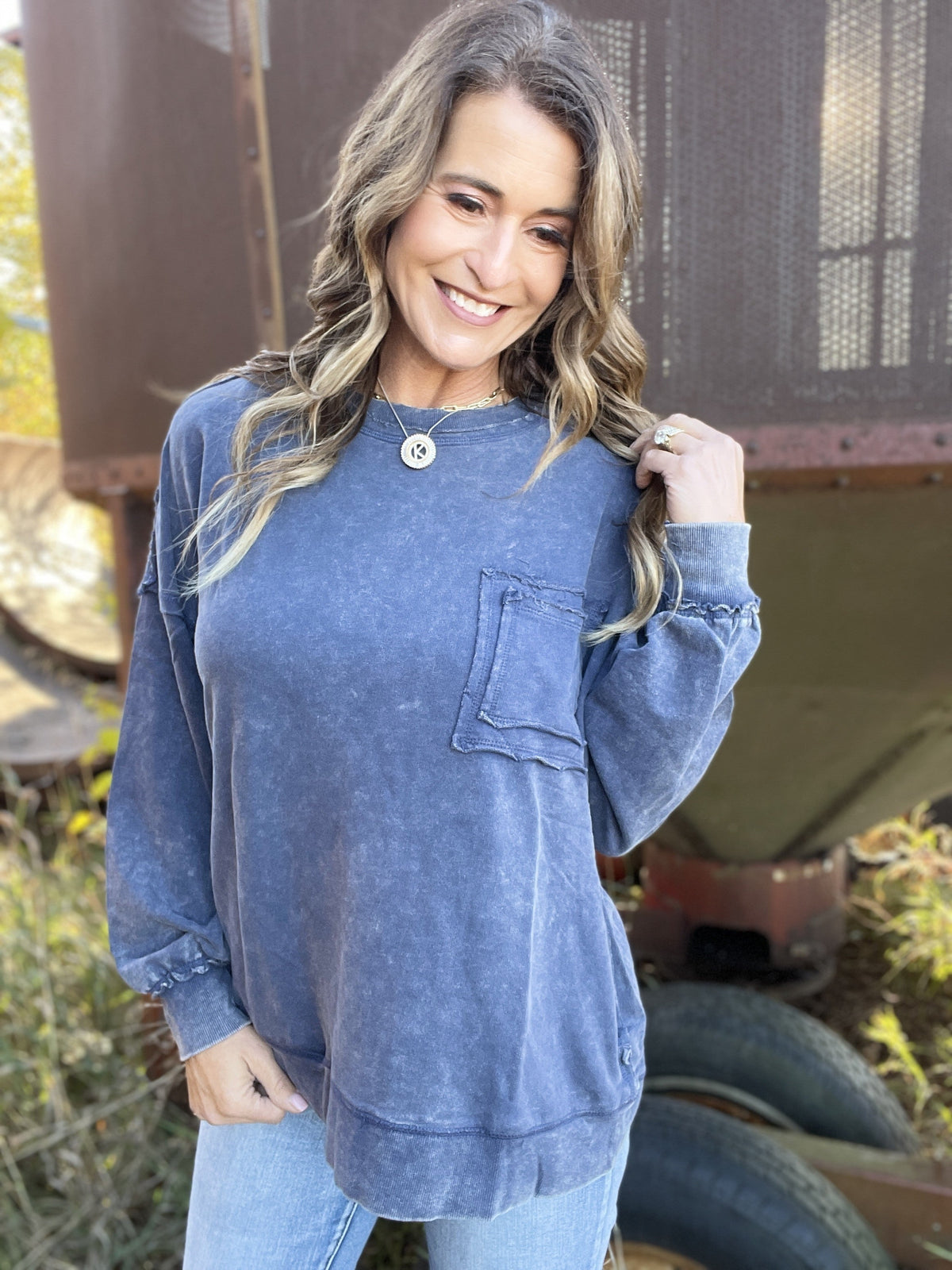 Frosted Details Casual Pullover Crewneck Top In 6 Colors *Final Sale*