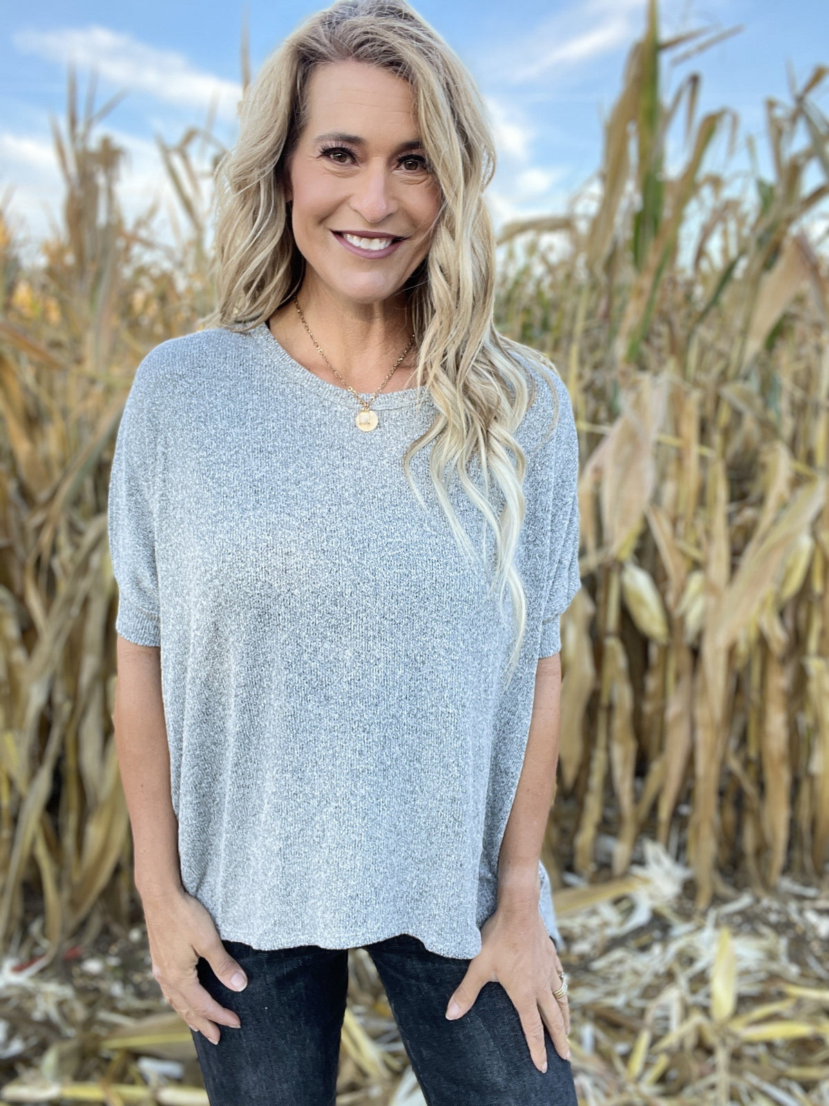 Mixed Tones Top *Final Sale*