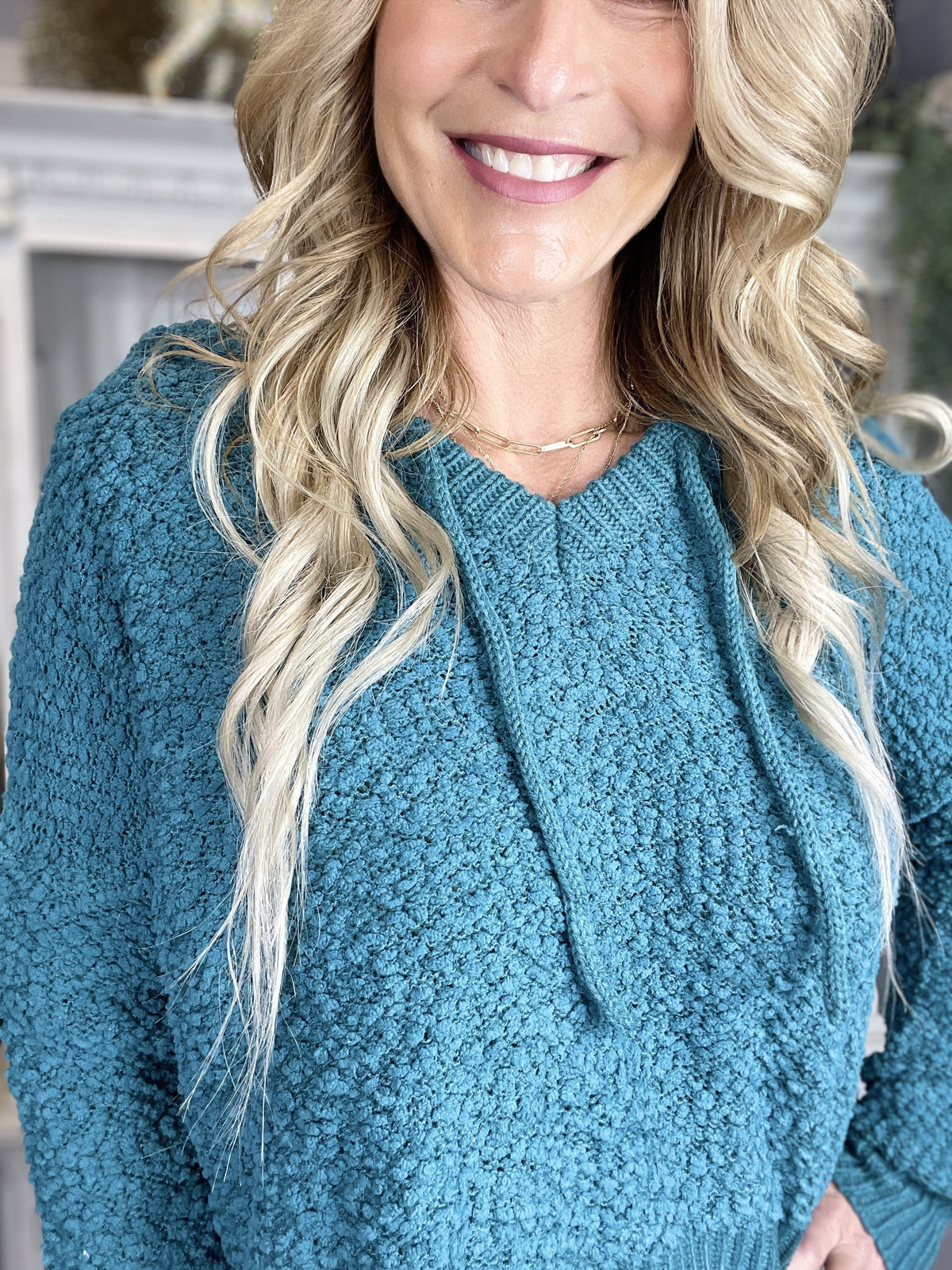 Pol Poppin Right Sweater Hoodie In 2 Colors: Teal, Vanilla *Final Sale*