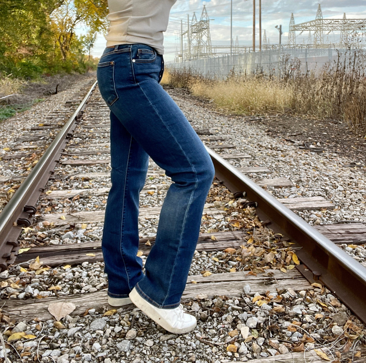 Pamela Judy Blue High Rise Button Fly Straight Jeans - duplicate
