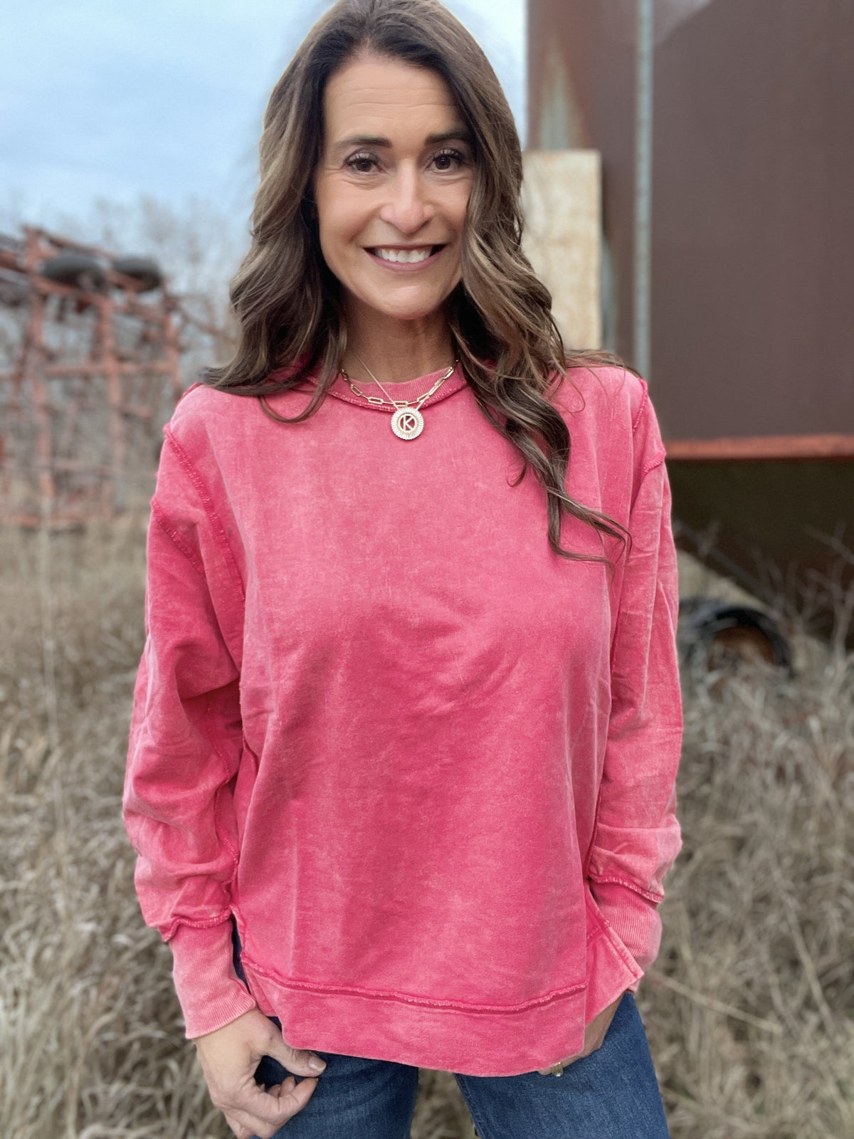 Give It Your All Seam Ice Detail Crewneck Top In 4 Colors *Final Sale*