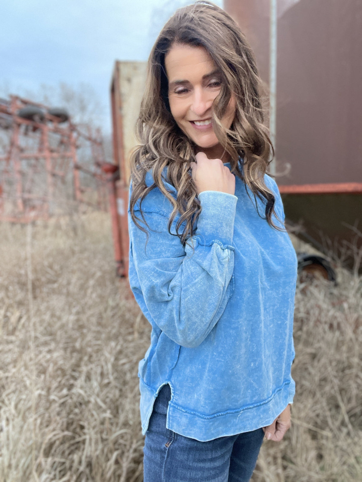 Give It Your All Seam Ice Detail Crewneck Top In 4 Colors *Final Sale*