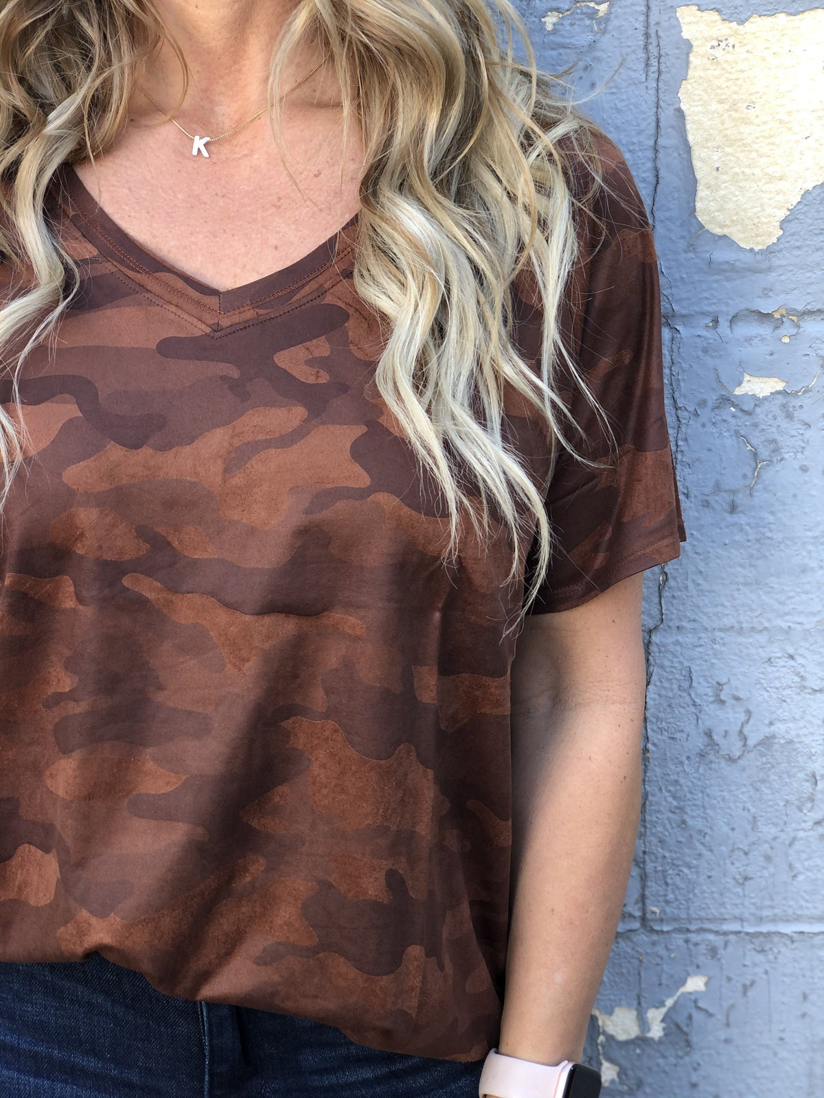 Sueded Camo Taylor Top