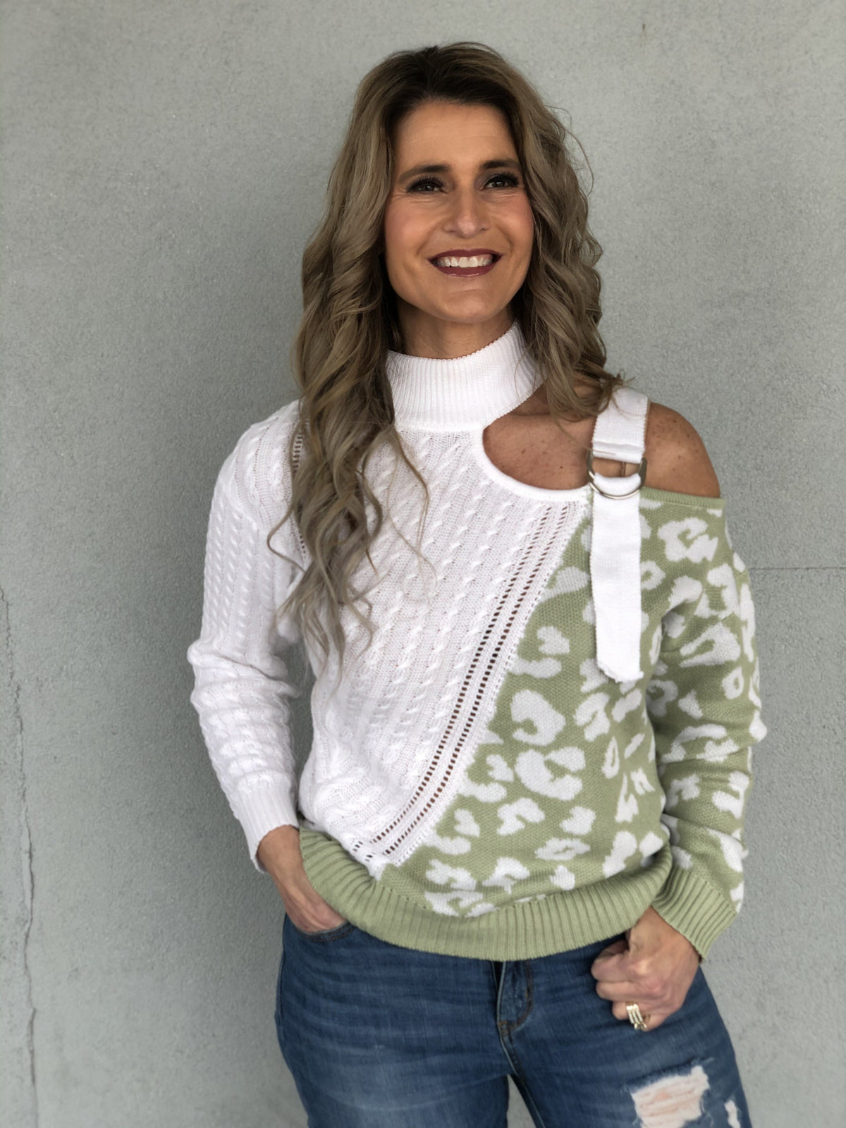 Buckle Up Open Shoulder Sweater *Final Sale*