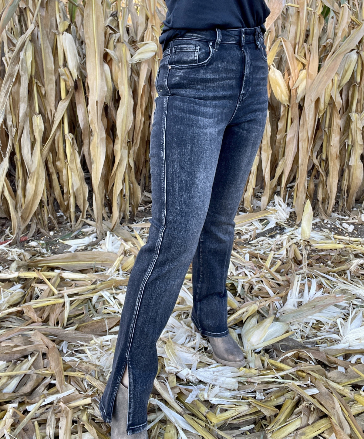 Risen Dixon Straight Leg Slit Hem Jeans 183 *Final Sale*