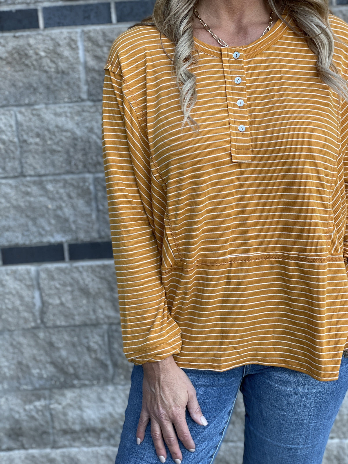 Golden Nugget Henley Stripe Top *Final Sale*