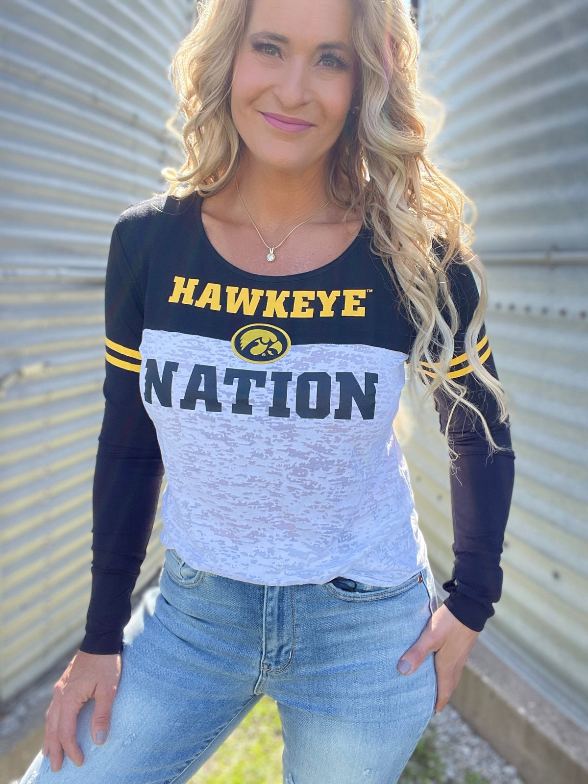IOWA Hawkeye Nation Ringer LS Tee