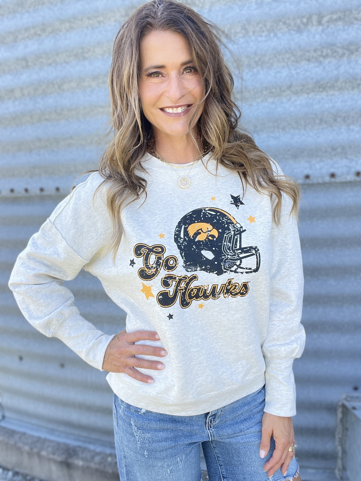 Go Hawks Helmet Crewneck