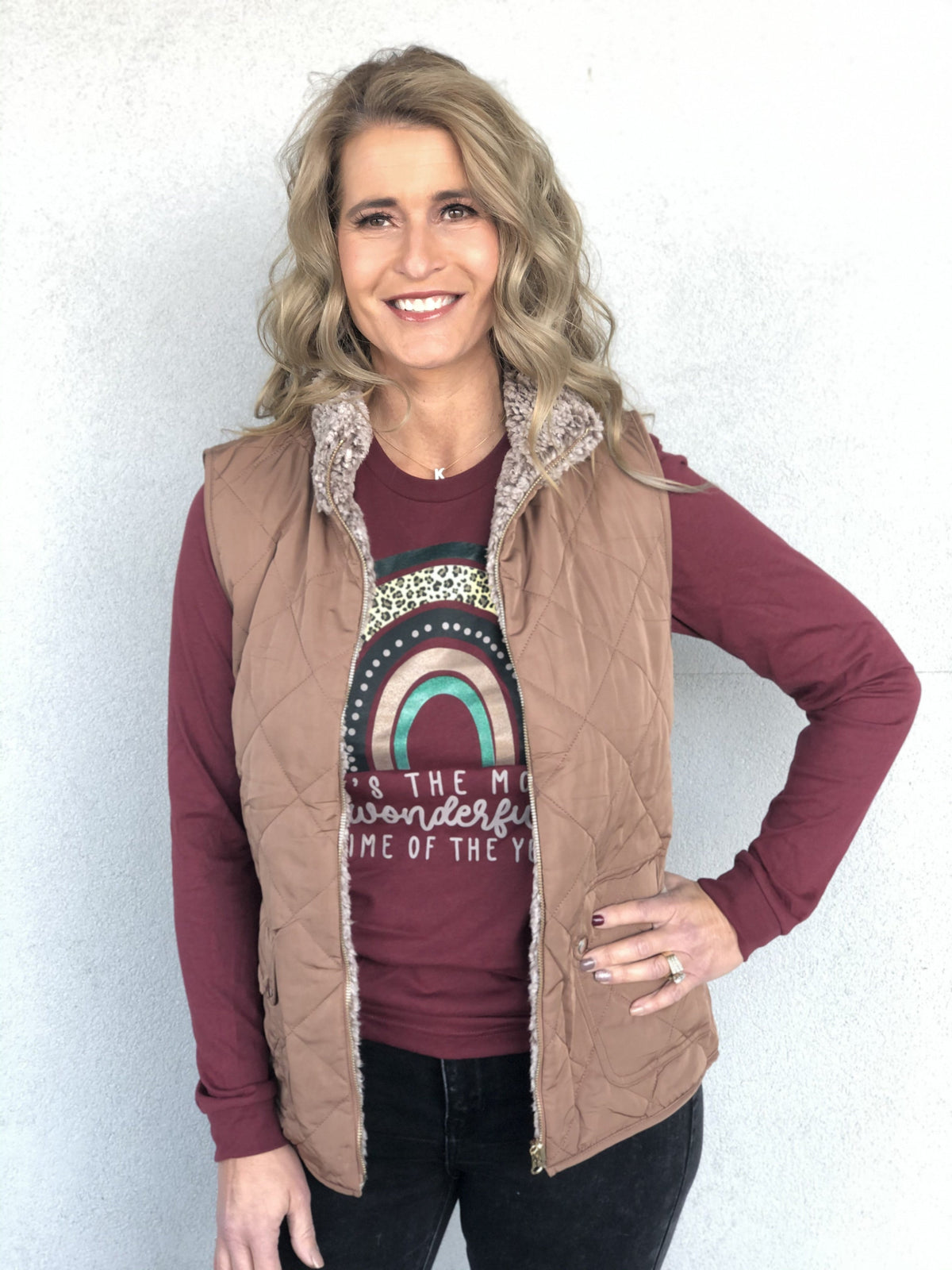 Darcy Reversible Quilted Mocha Vest *Final Sale*