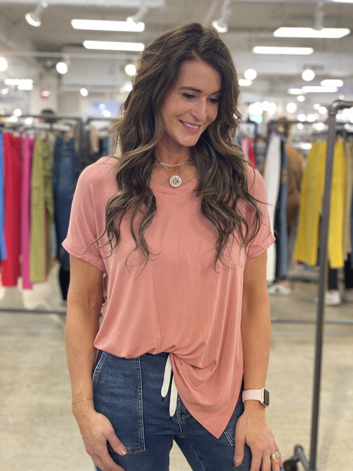 Play Nice V Neckline Back Center Pleat Easy Fit Tee In Two Colors *Final Sale*