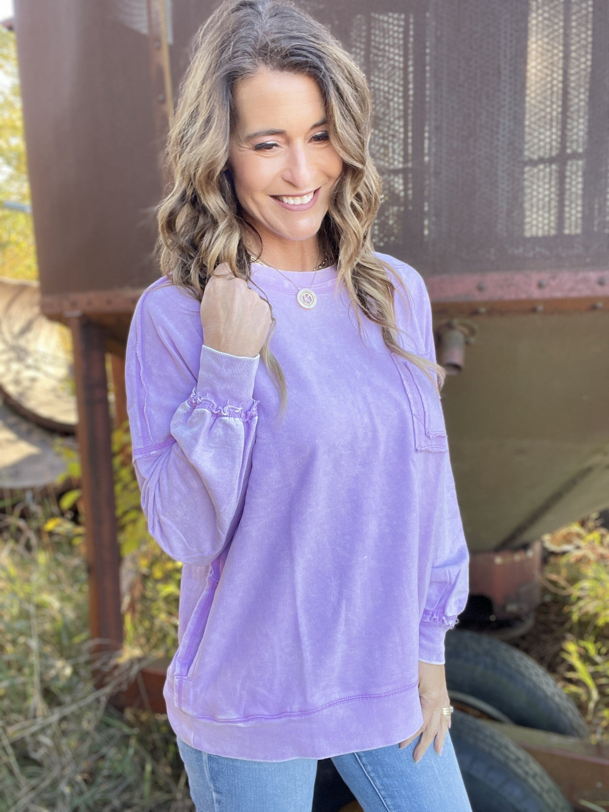 Frosted Details Casual Pullover Crewneck Top In 6 Colors *Final Sale*