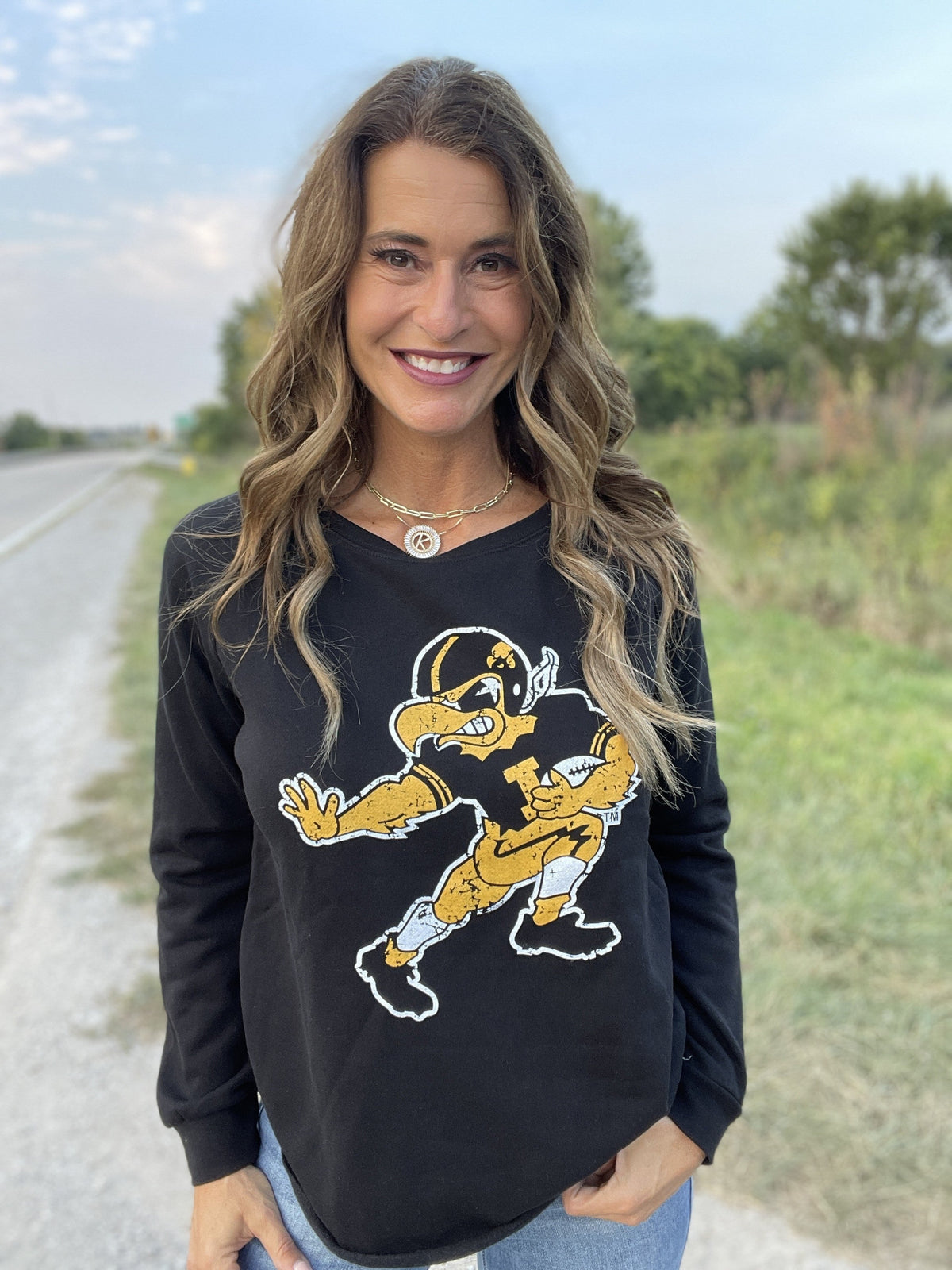 Football Herky Black Crewneck