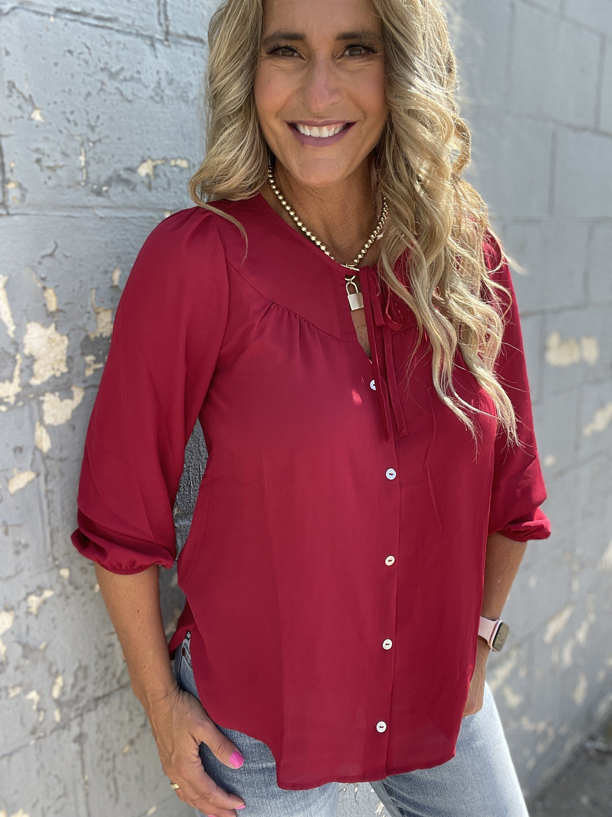 Forest Crimson Dressy Top *Final Sale*