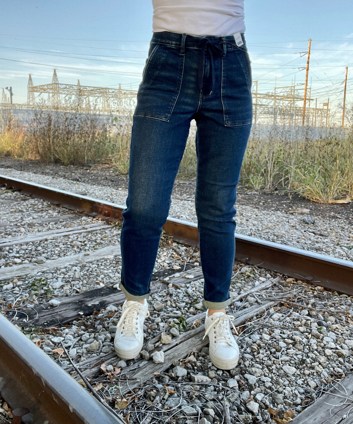 Judy Blue Ellie Denim Joggers in Dark Wash