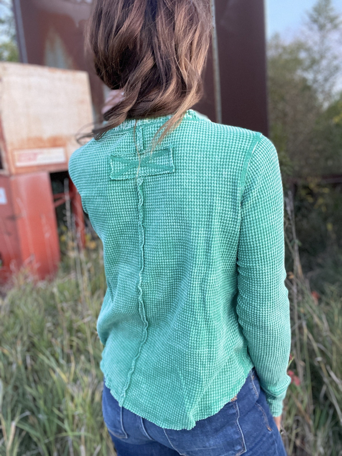 Up For It Washed Henley Waffle Top In 5 Colors *Final Sale*
