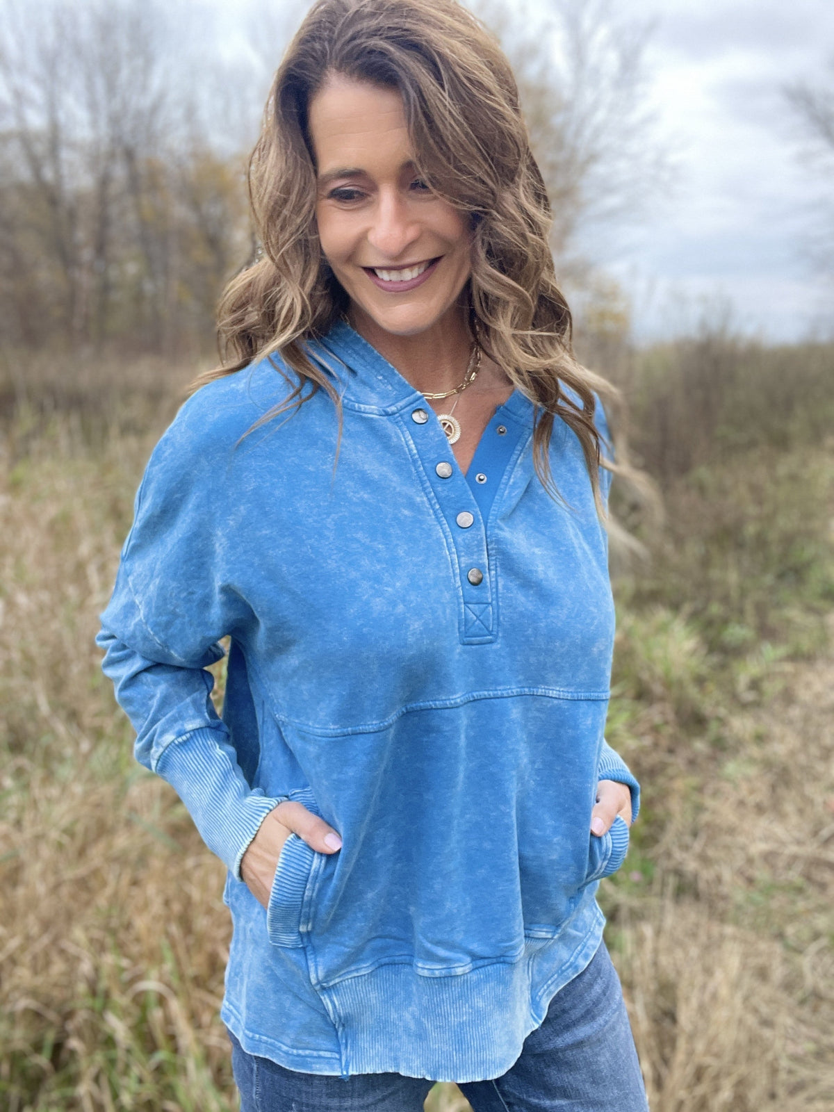 Casual Occasions Acid Wash Kangaroo Pocket Hoodie In 3 Colors *Final Sale*