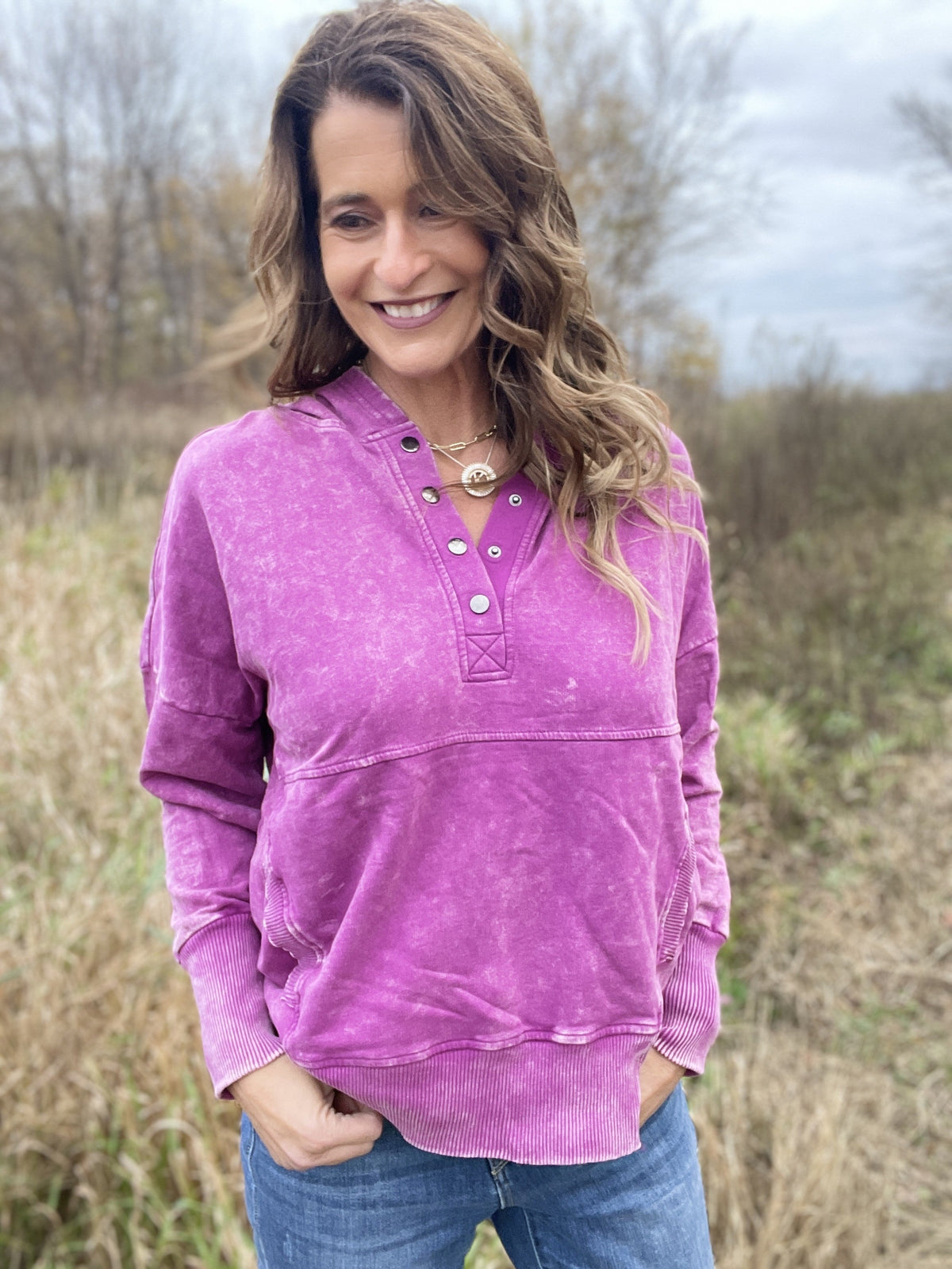 Casual Occasions Acid Wash Kangaroo Pocket Hoodie In 4 Colors *Final Sale*