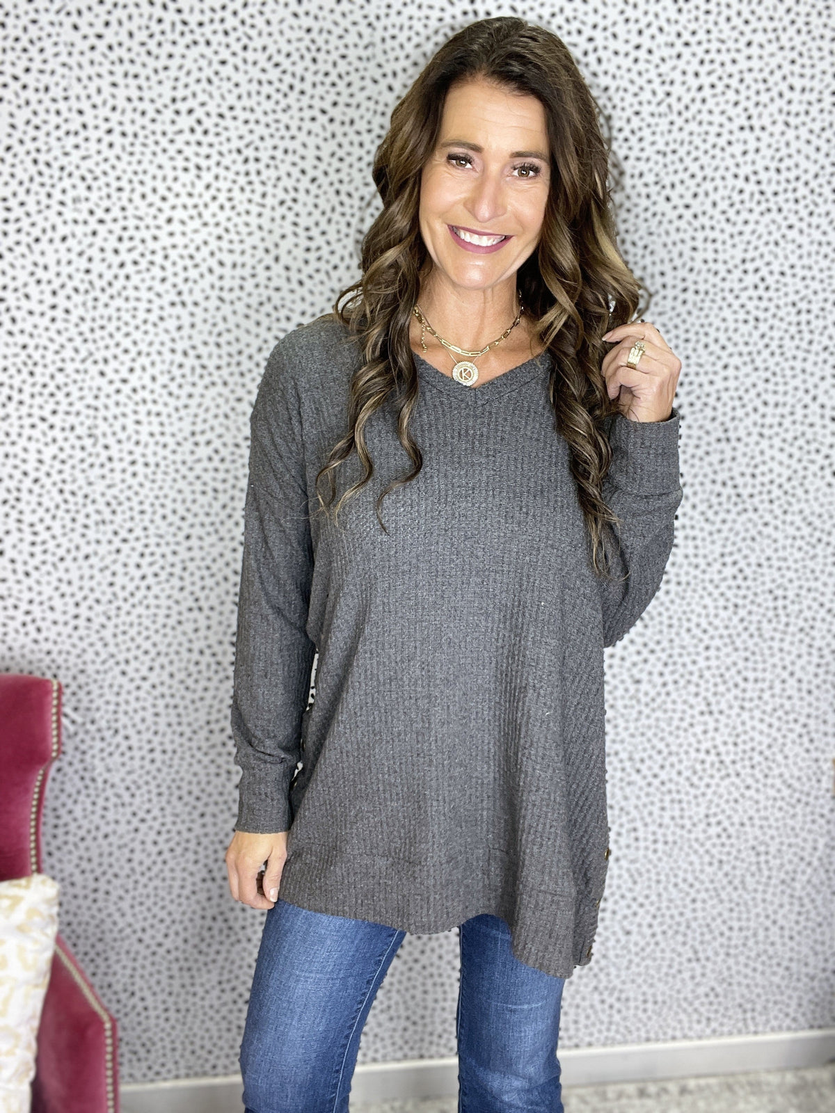 In A Snap Waffle Knit Top In 4 Colors *Final Sale*