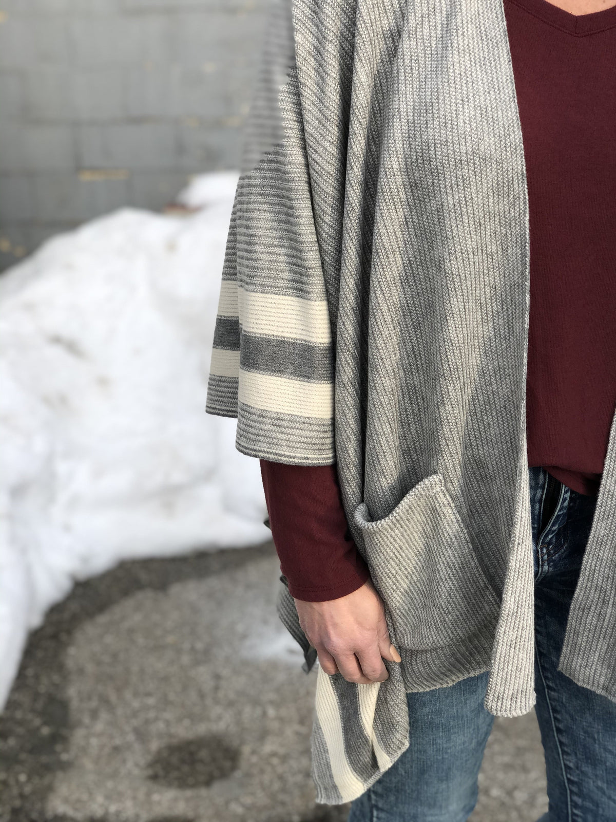 Stripe Easy Grey Poncho *Final Sale*
