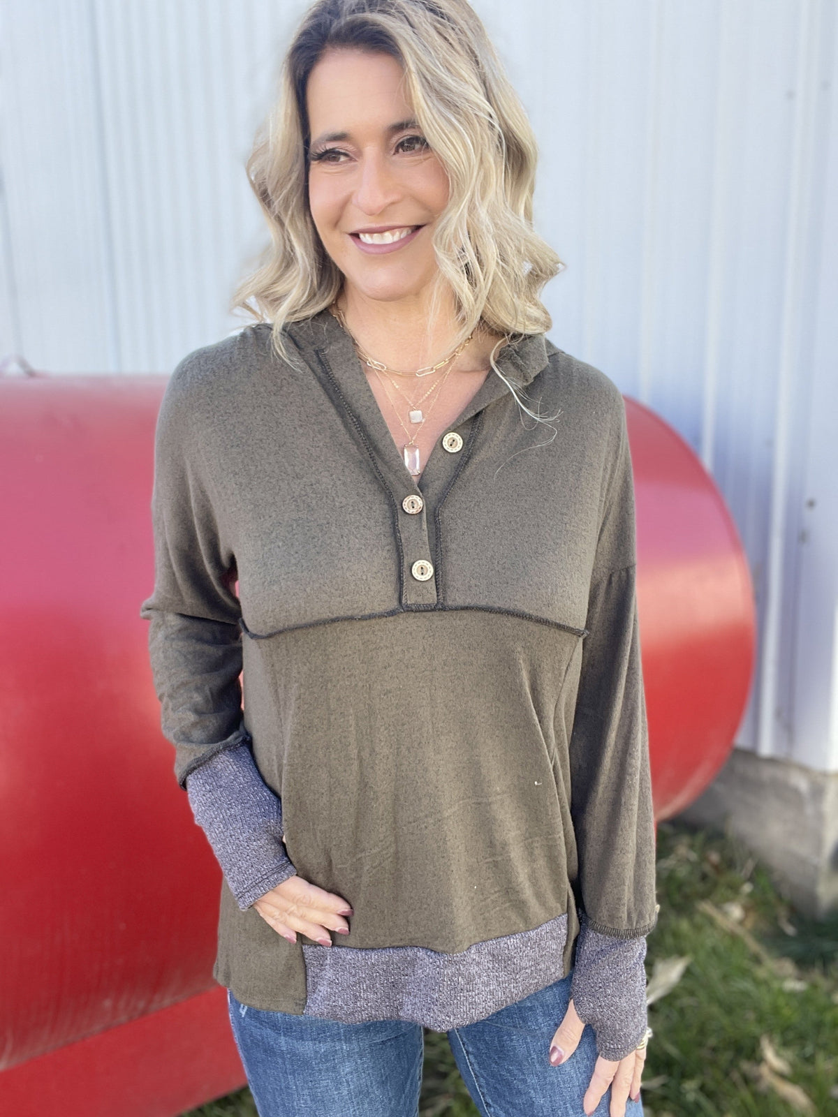 Olive Tones Thumb Hole Top *Final Sale*