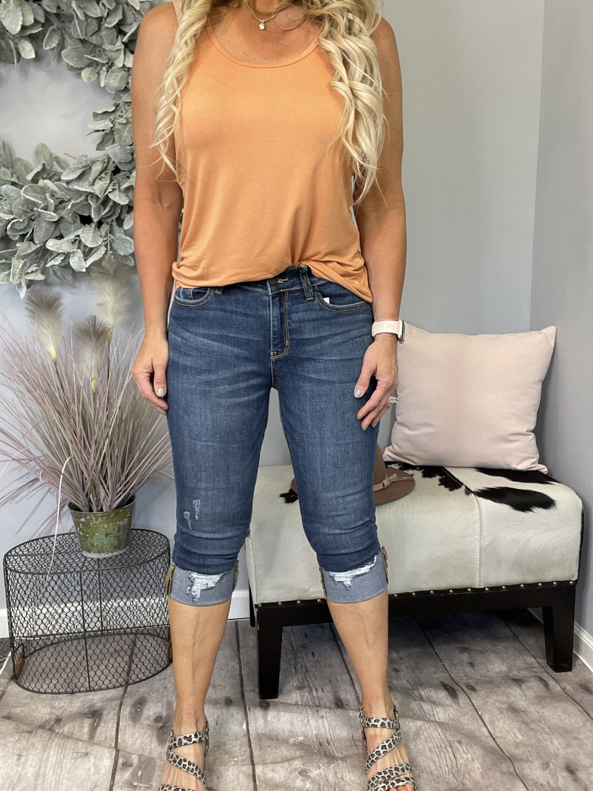 Judy Blue Rose Cuffed Capri Jean 250D *Final Sale*
