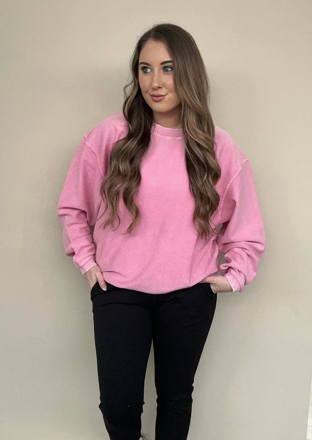 Snow Washed Corded Crewneck In 5 Colors