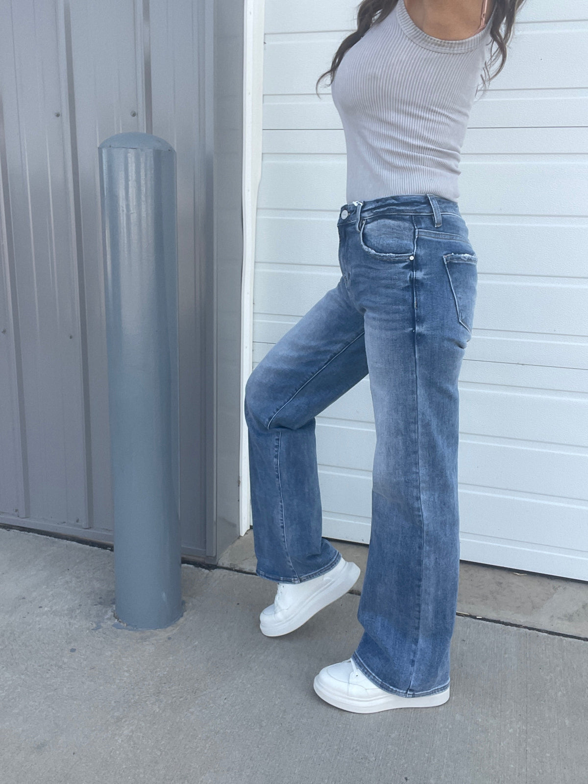 Risen Sandi Mid Rise Wide Leg Jeans 304 In Medium