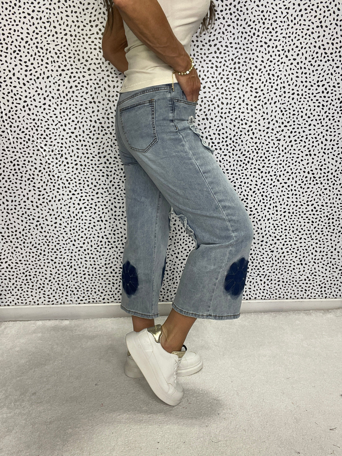 Petal Power Flower Patch Jeans In Denim *Final Sale*
