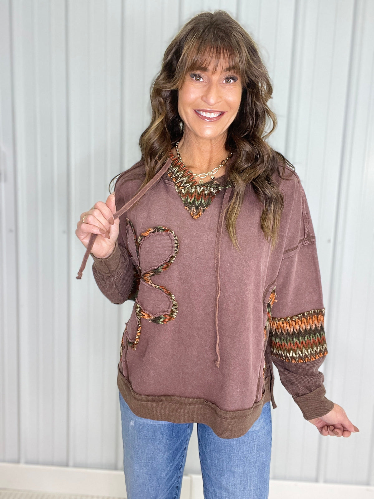 Backup Plan Daisy Patch Pullover Hoodie In 3 Colors