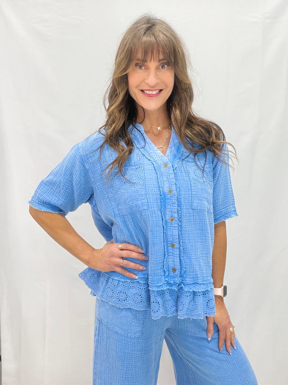 Calming Myself Button Down Top In 3 Colors