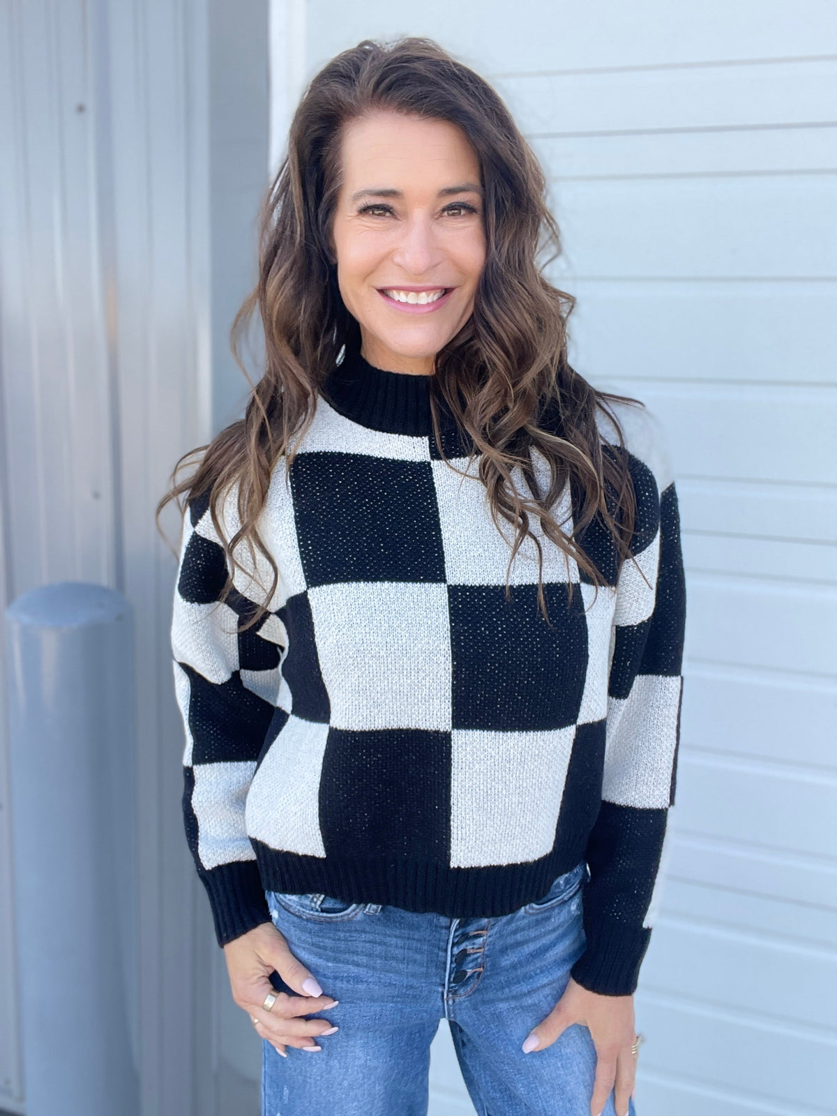 Pass The Vibe Check Mock Neck Sweater In 2 Colors: Mocha, Black *Final Sale*
