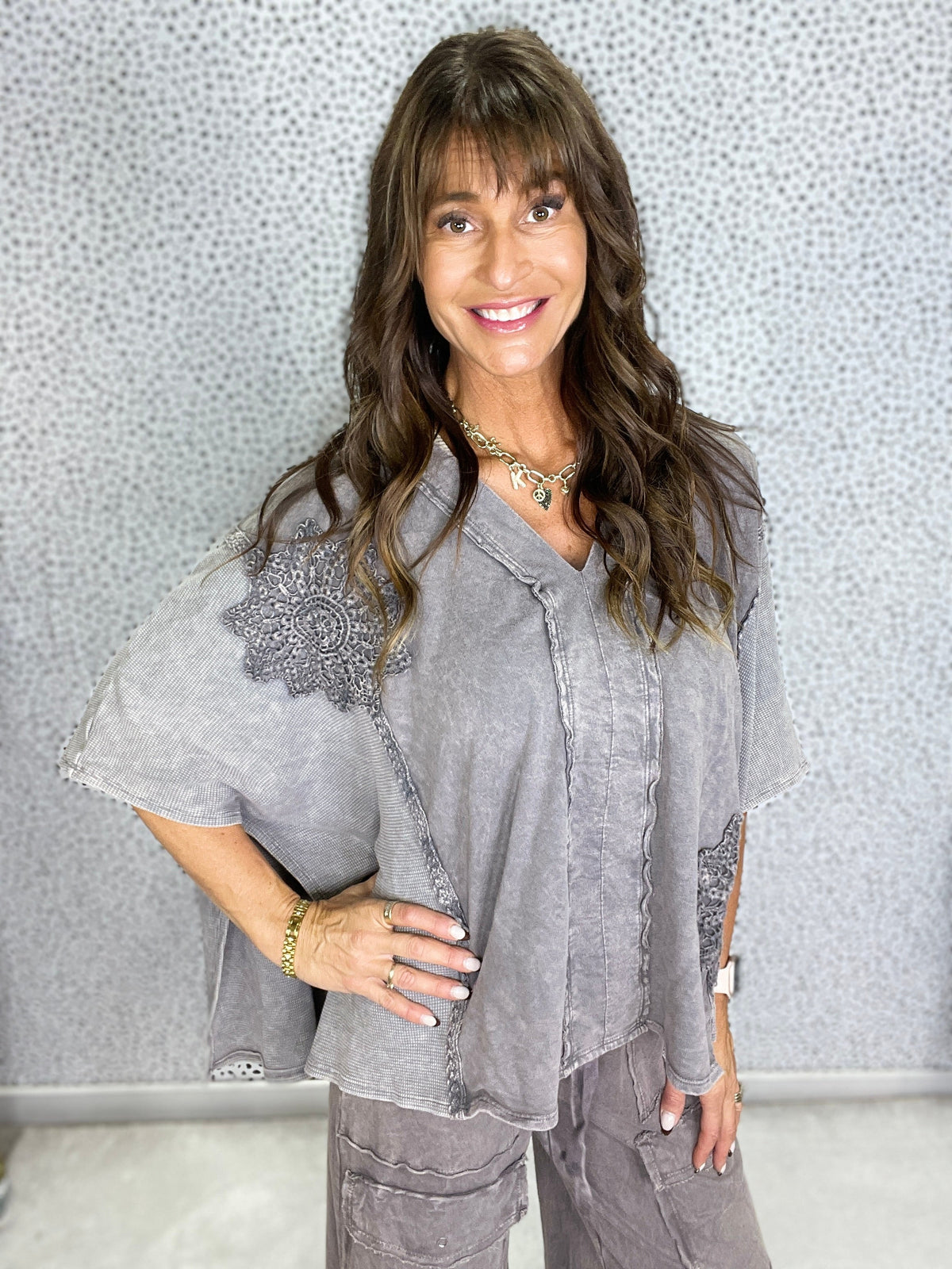 Pick A Date Mineral Washed Boho V-Neck Top In 5 Colors