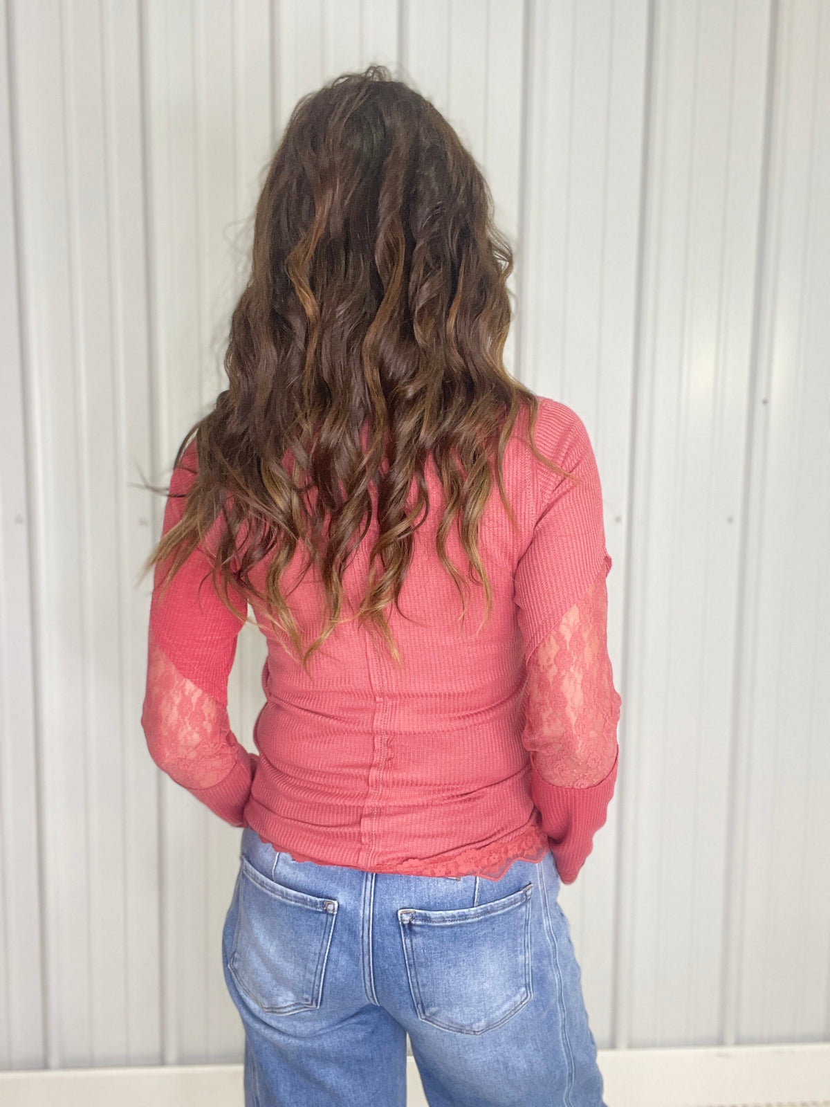 POL Always Together Lace Detail Long Sleeve Top In 2 Colors *Final Sale*