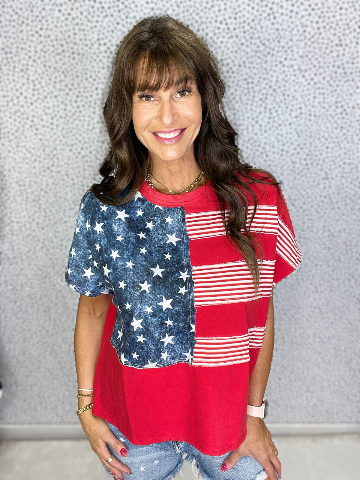 Vintage Americana Short Sleeve Flag Top in 3 Colors